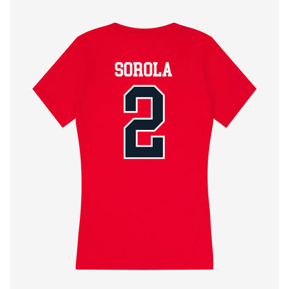 Dallas Baptist - NCAA Women's Bowling : Travis Sorola - Women's V-Neck T-Shirt-1