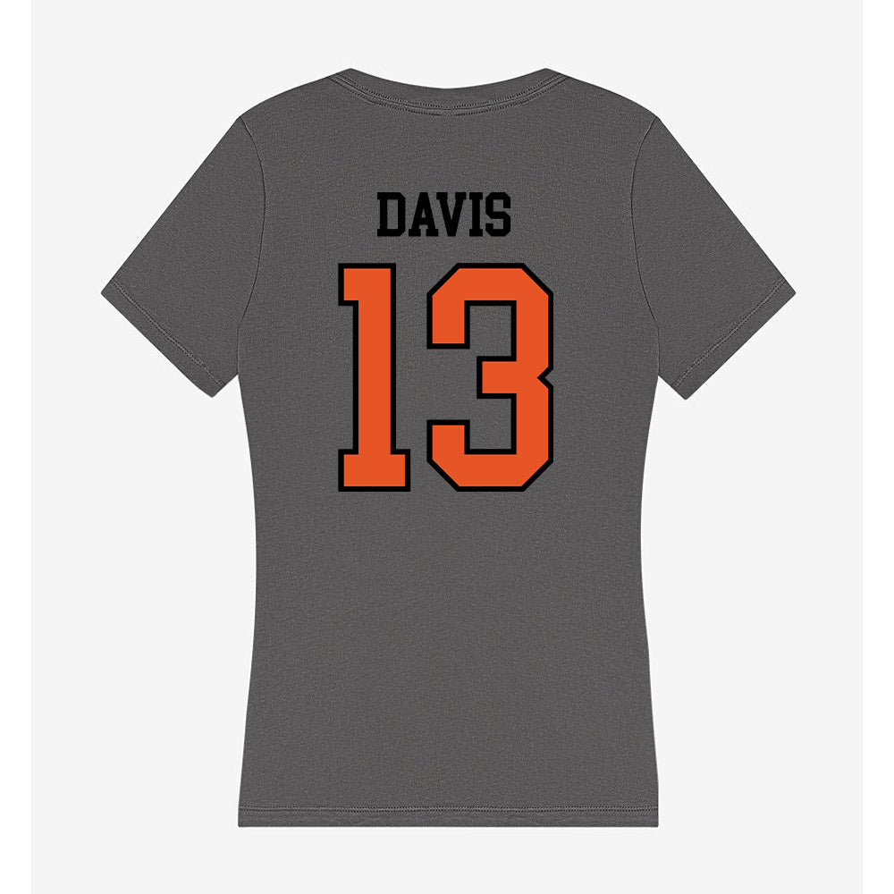 Pacific - NCAA Baseball : Diego Davis - Women's V-Neck T-Shirt-1