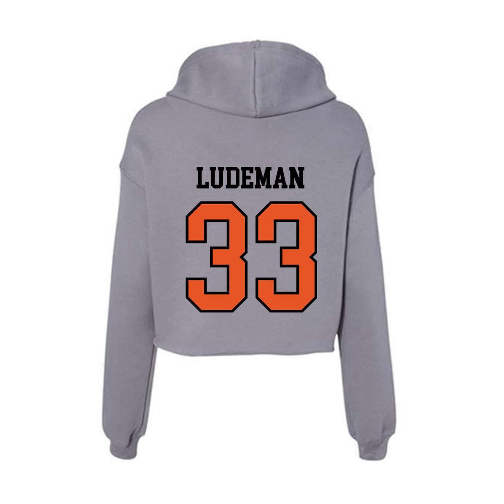 Pacific - NCAA Baseball : Matt Ludeman - Women's Crop Fleece Hoodie-1