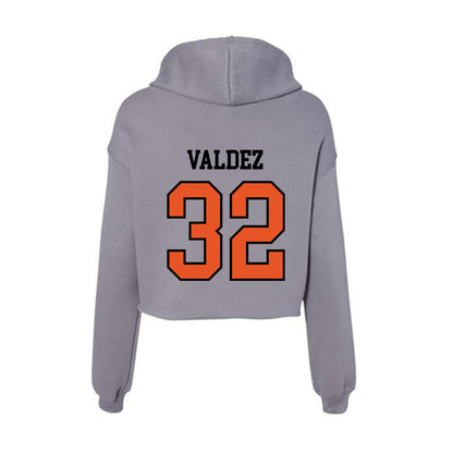 Pacific - NCAA Baseball : Elias Valdez - Women's Crop Fleece Hoodie-1