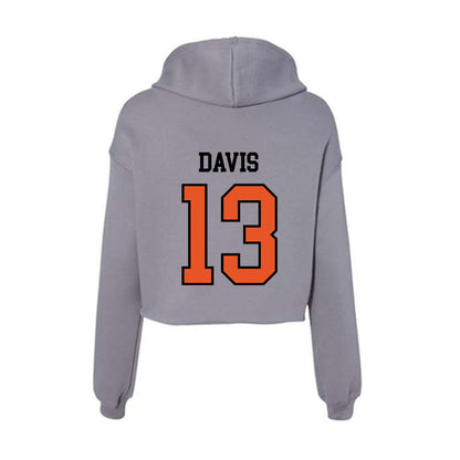 Pacific - NCAA Baseball : Diego Davis - Women's Crop Fleece Hoodie-1