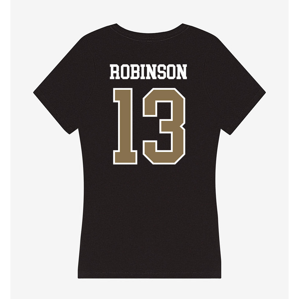 Bryant - NCAA Men's Basketball : Jakai Robinson - Women's V-Neck T-Shirt-1