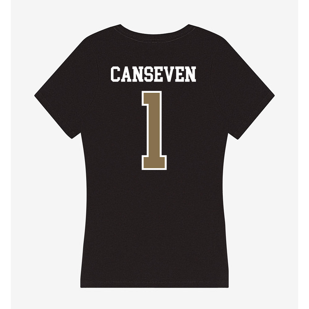 Bryant - NCAA Women's Soccer : Emily Canseven - Women's V-Neck T-Shirt-1