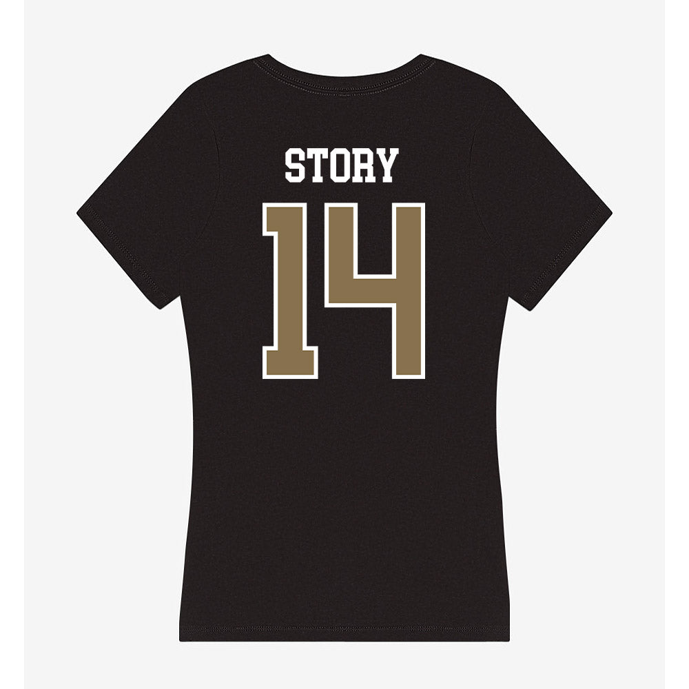 Bryant - NCAA Baseball : Hudson Story - Women's V-Neck T-Shirt-1