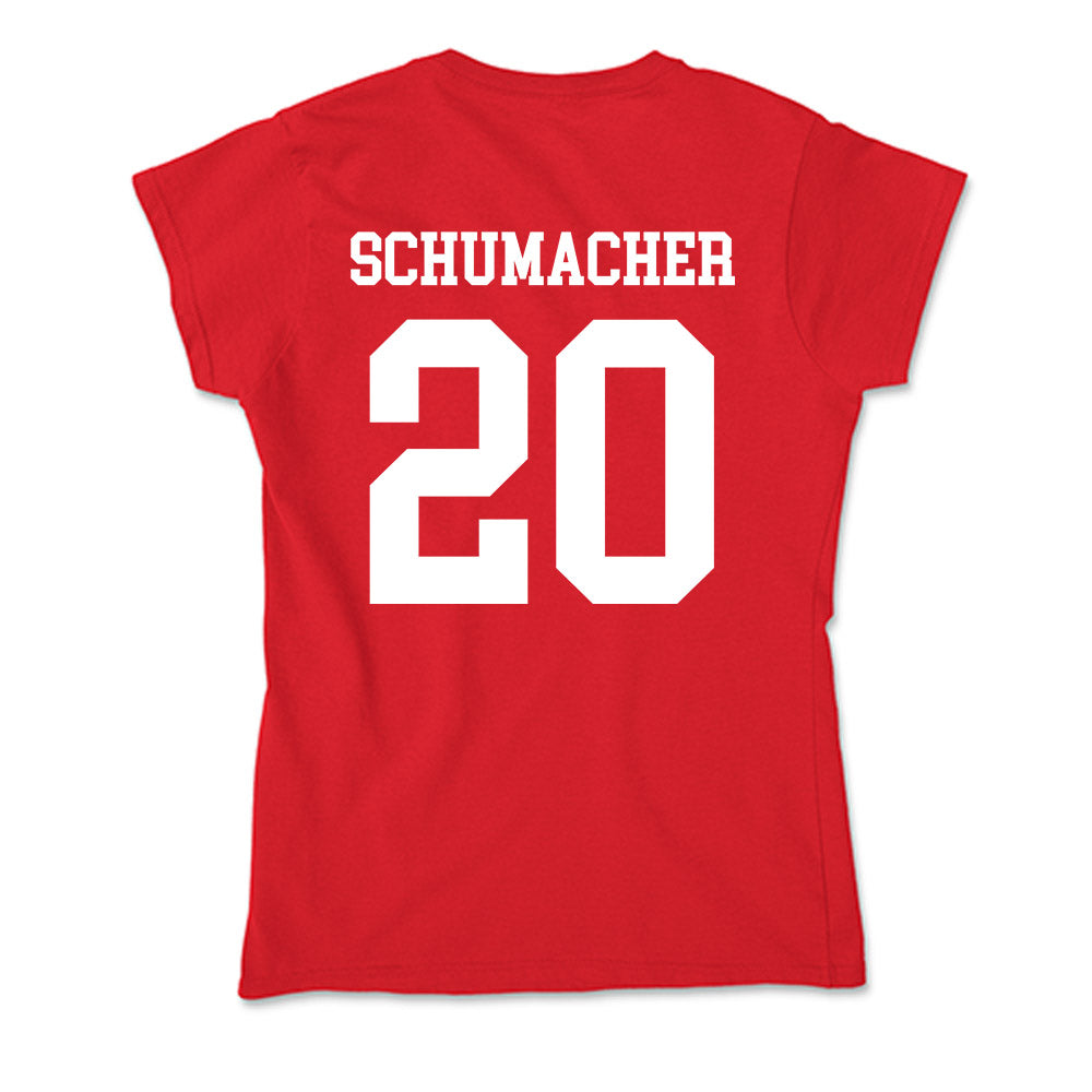 Bradley - NCAA Baseball : Jaxon Schumacher - Soft Style Women’s T-Shirt-1