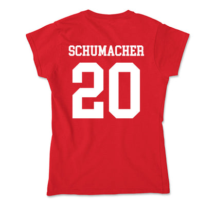 Bradley - NCAA Baseball : Jaxon Schumacher - Soft Style Women’s T-Shirt-1
