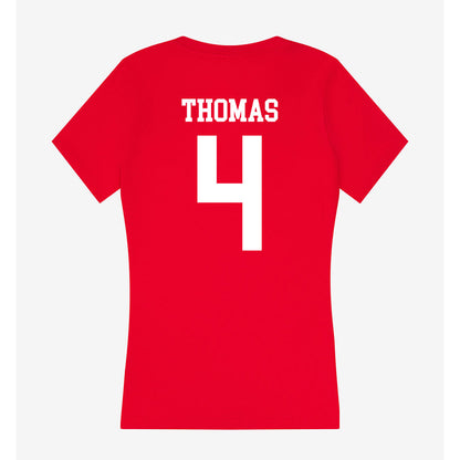 Bradley - NCAA Men's Basketball : Corey Thomas - Women's V-Neck T-Shirt-1
