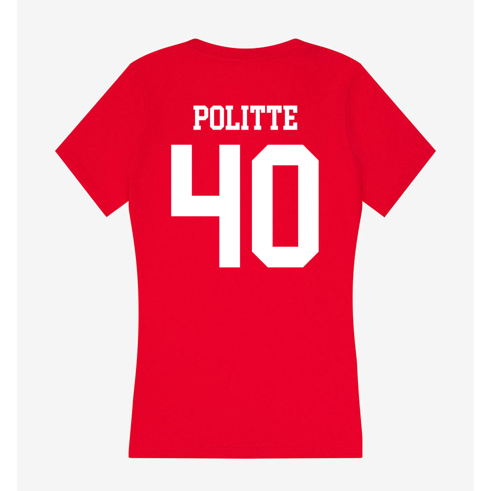 Bradley - NCAA Baseball : Drew Politte - Women's V-Neck T-Shirt-1