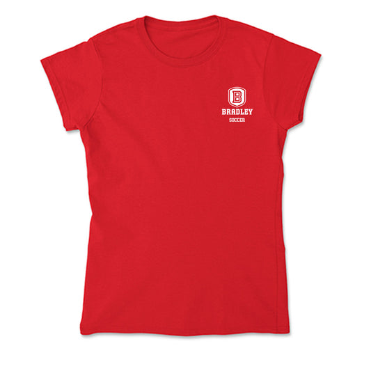 Bradley - NCAA Men's Soccer : Franc Nmengah - Soft Style Women’s T-Shirt-0
