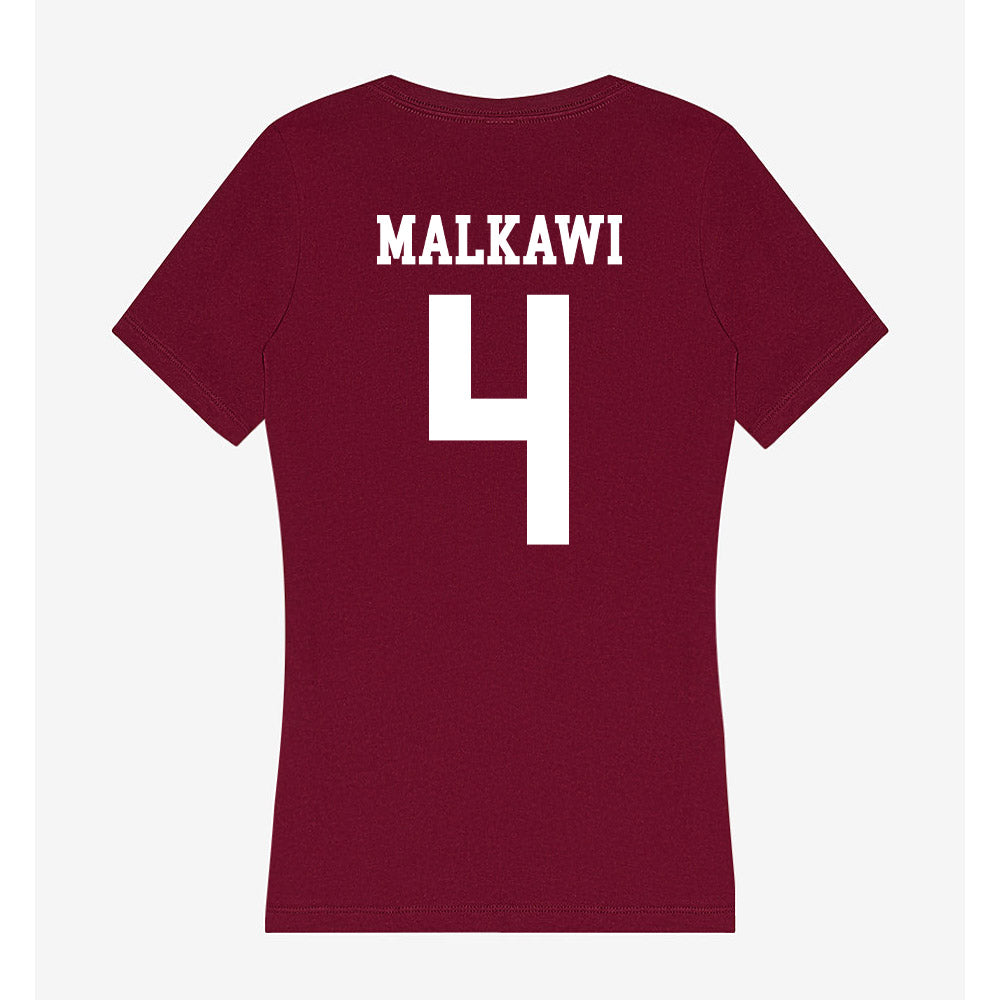 SIU Carbondale - NCAA Women's Basketball : Hiba Malkawi - Women's V-Neck T-Shirt-1
