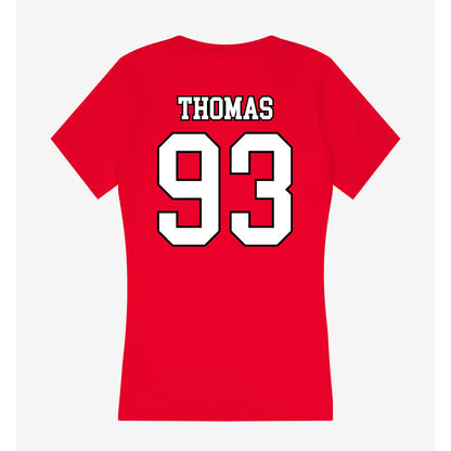 Youngstown State - NCAA Football : Justin Thomas - Women's V-Neck T-Shirt-1