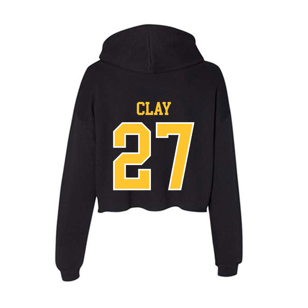 PLU - NCAA Football : Brycen Clay - Women's Crop Fleece Hooded Sweatshirt-1