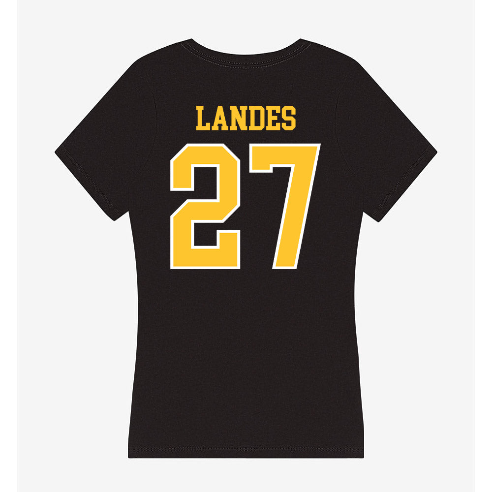 PLU - NCAA Softball : Megan Landes - Women's V-Neck T-Shirt-1