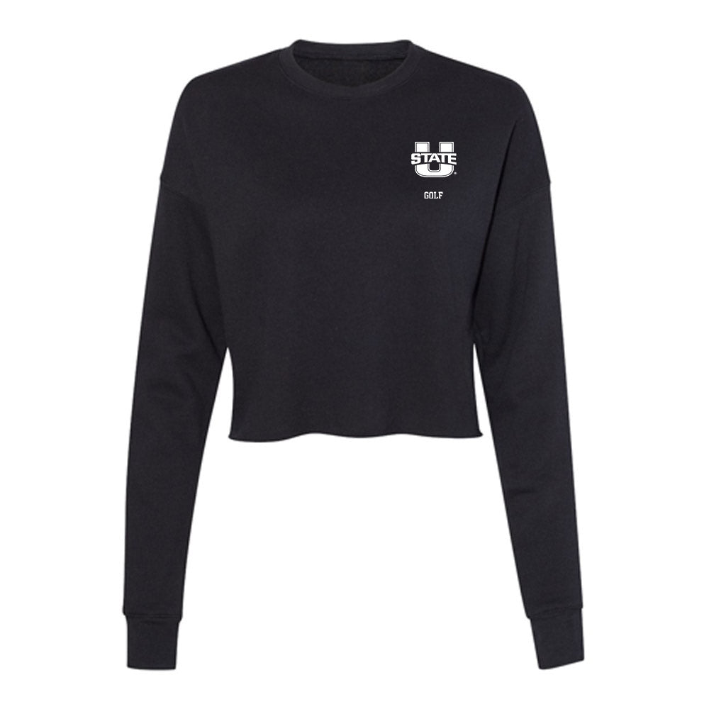 Utah State - NCAA Men's Golf : Luis Cantu - Women's Cropped Crew Fleece-0