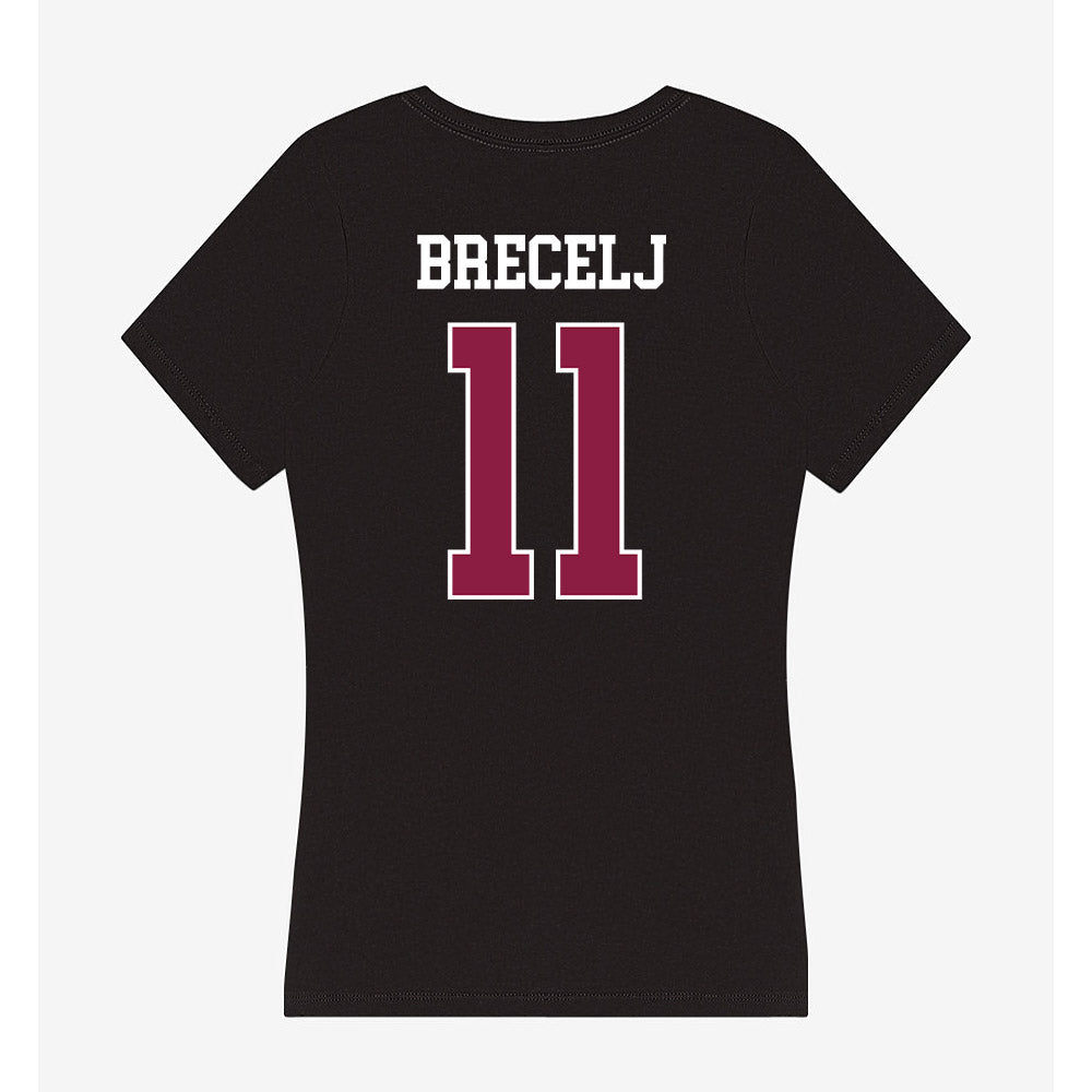 Virginia Tech - NCAA Women's Basketball : Spela Brecelj - Women's V-Neck T-Shirt-1