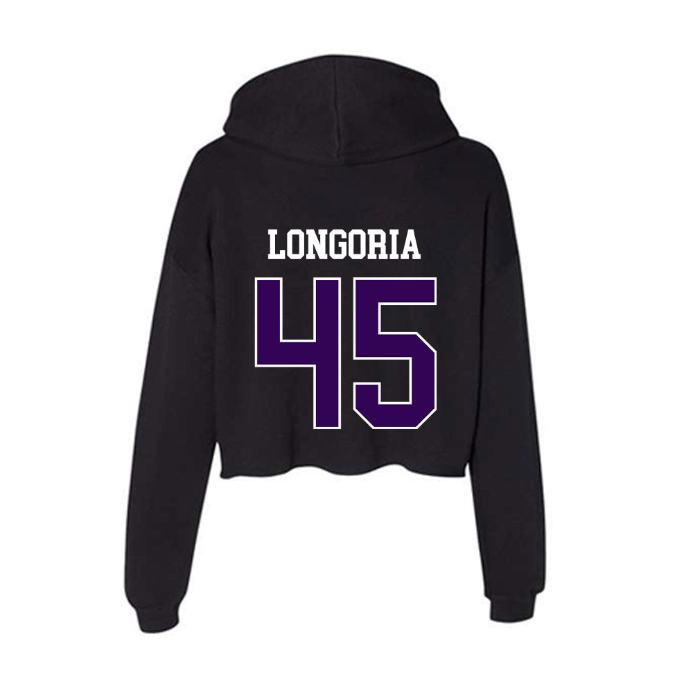 Kansas State - NCAA Baseball : Adan Longoria - Women's Crop Fleece Hoodie-1