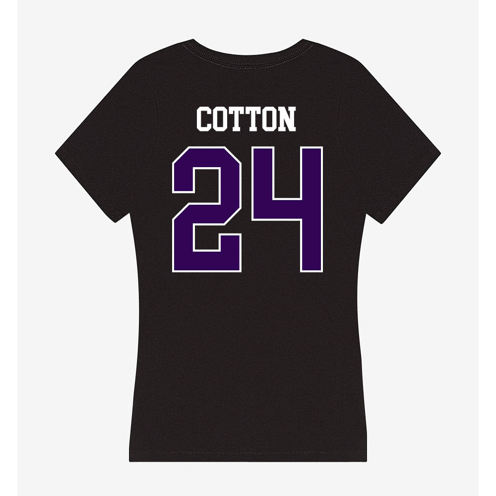 Kansas State - NCAA Women's Basketball : Jenessa Cotton - Women's V-Neck T-Shirt-1