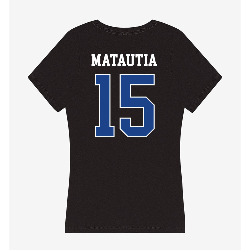 CSU Bakersfield - NCAA Beach Volleyball : Aensley Matautia - Women's V-Neck T-Shirt-1