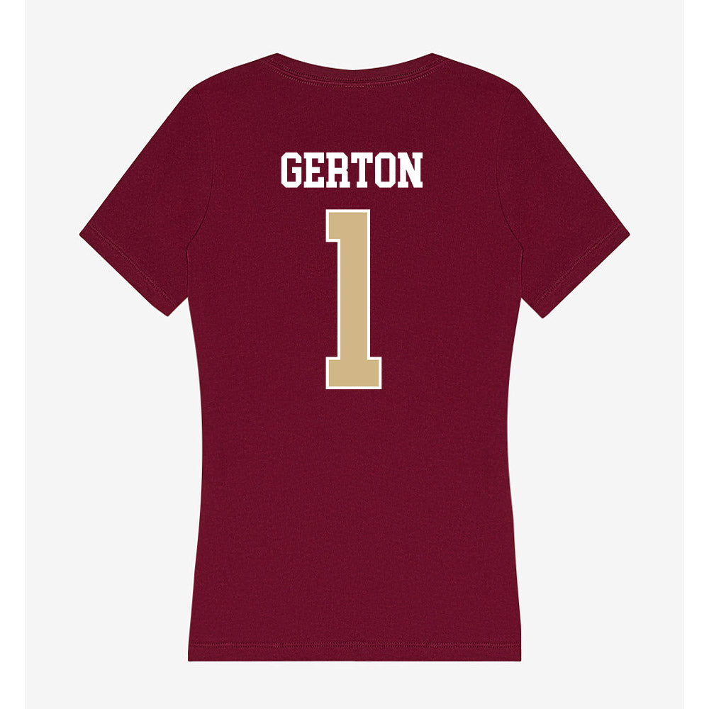 FSU - NCAA Women's Basketball : Mari Gerton - Women's V-Neck T-Shirt-1