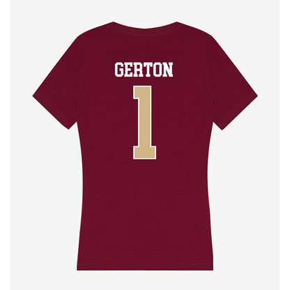 FSU - NCAA Women's Basketball : Mari Gerton - Women's V-Neck T-Shirt-1