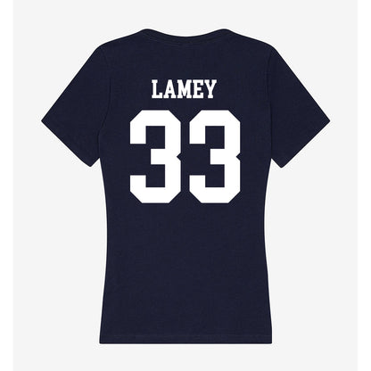 Samford - NCAA Men's Basketball : Zach Lamey - Women's V-Neck T-Shirt-1