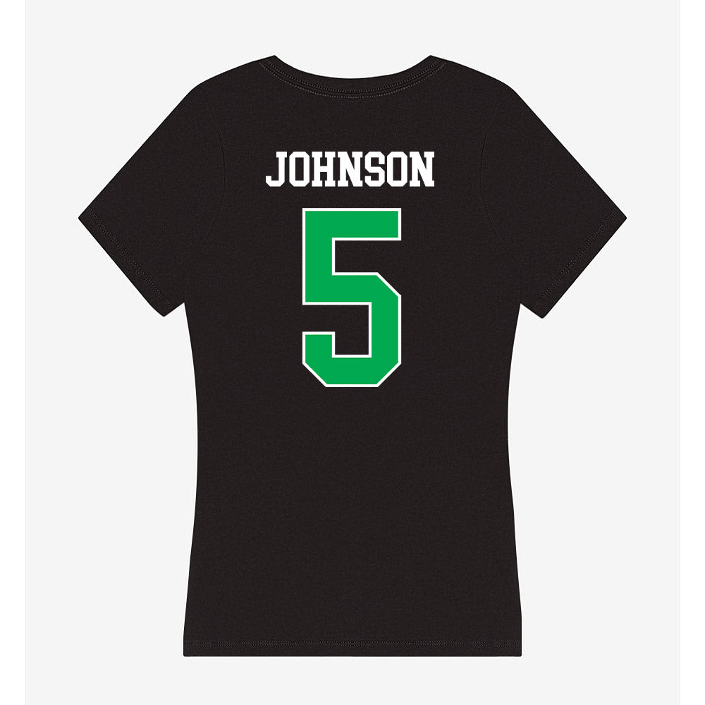 Marshall - NCAA Men's Basketball : DeMarco Johnson - Women's V-Neck T-Shirt-1