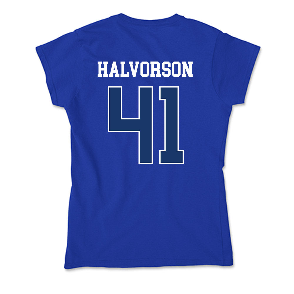 Drake - NCAA Football : Spencer Halvorson - Soft Style Women’s T-Shirt-3