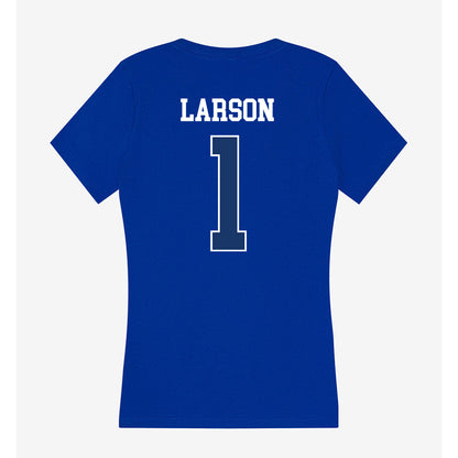 Drake - NCAA Men's Basketball : Owen Larson - Women's V-Neck T-Shirt-1