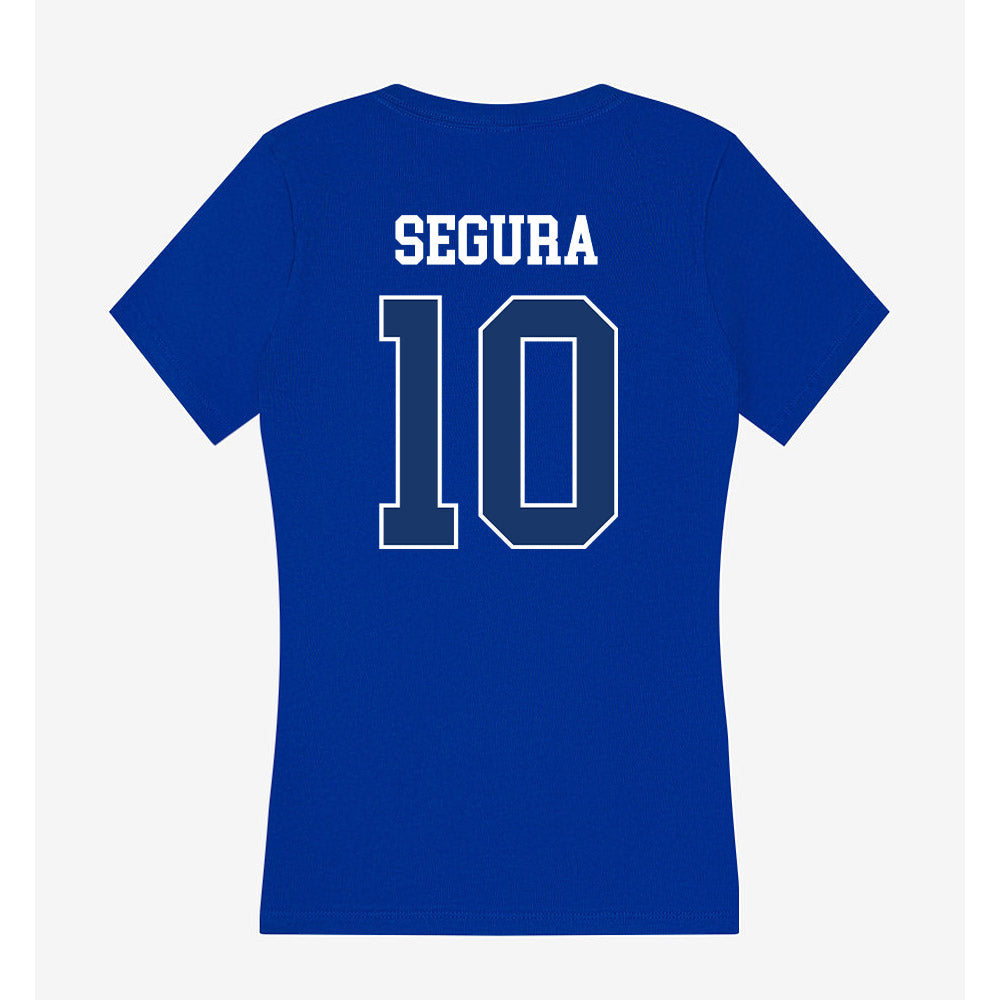 Drake - NCAA Men's Soccer : Damian Segura - Women's V-Neck T-Shirt-1