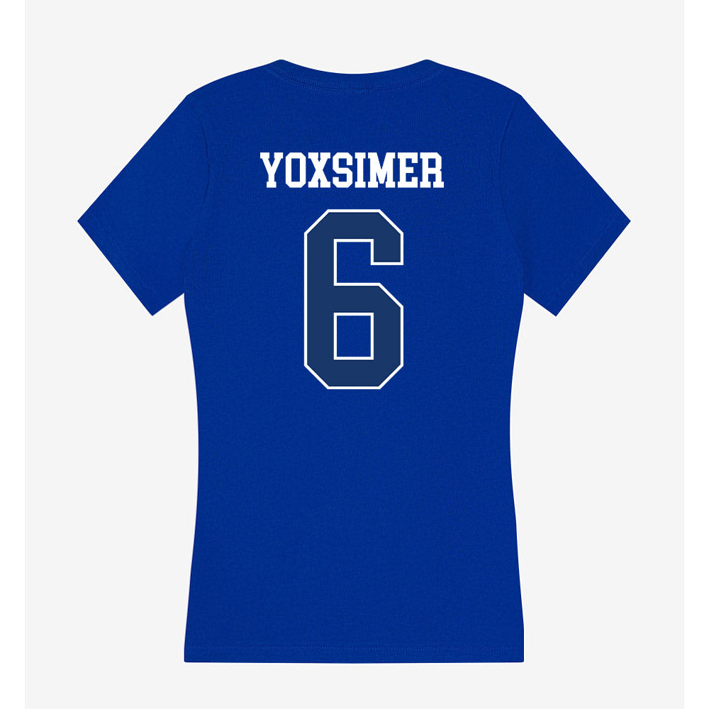 Drake - NCAA Softball : Malea Yoxsimer - Women's V-Neck T-Shirt-1