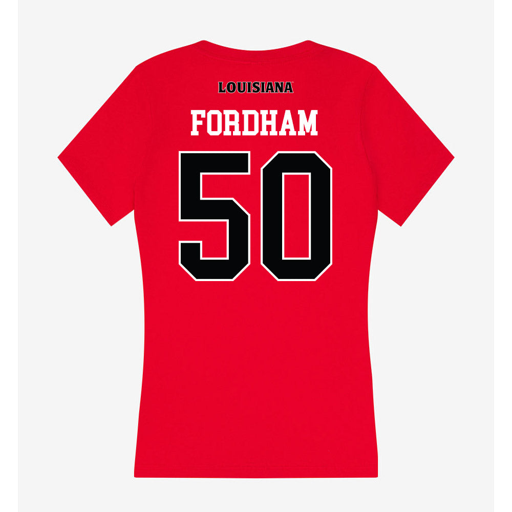 Louisiana - NCAA Football : Cooper Fordham - Women's V-Neck T-Shirt-1