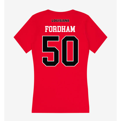 Louisiana - NCAA Football : Cooper Fordham - Women's V-Neck T-Shirt-1
