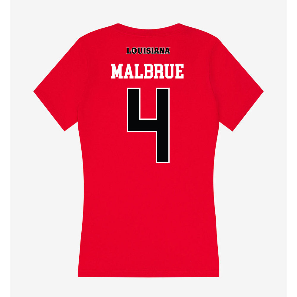 Louisiana - NCAA Football : Princeton Malbrue - Women's V-Neck T-Shirt-1