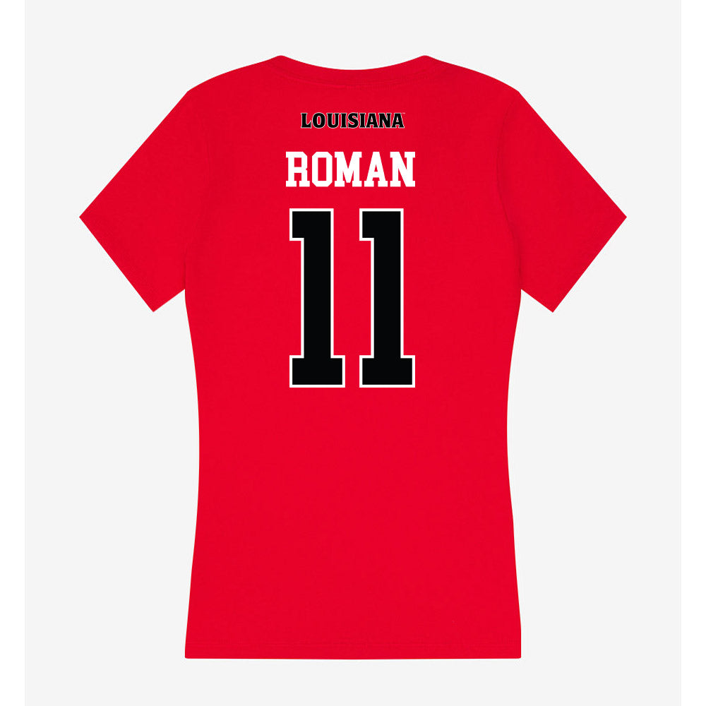 Louisiana - NCAA Baseball : Ty Roman - Women's V-Neck T-Shirt-1