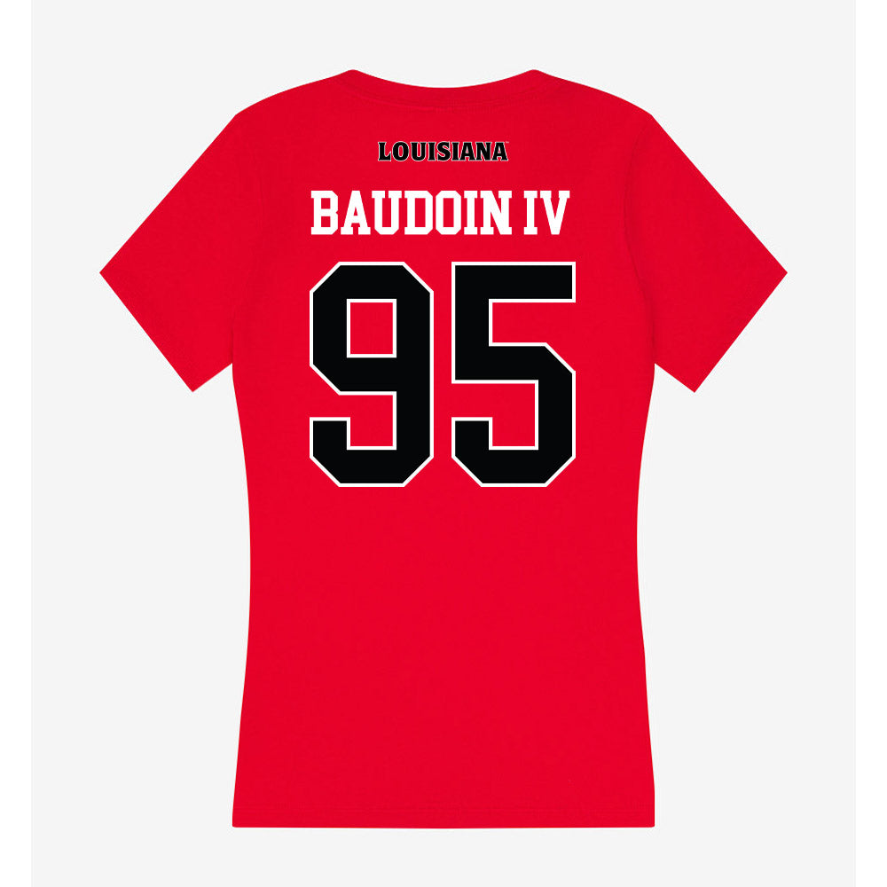 Louisiana - NCAA Football : Maxie Baudoin IV - Women's V-Neck T-Shirt-1