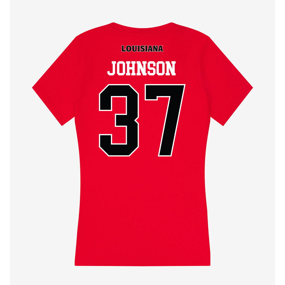 Louisiana - NCAA Football : Micah Johnson - Women's V-Neck T-Shirt-1