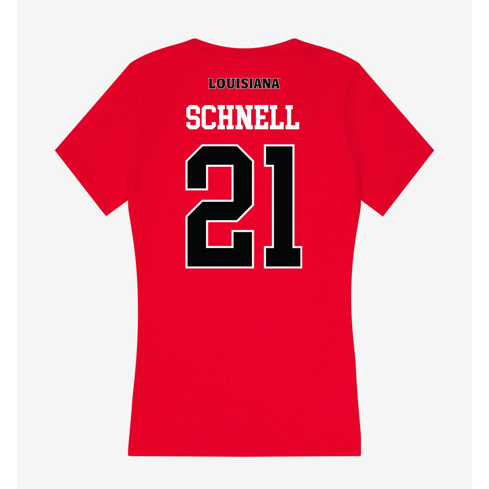 Louisiana - NCAA Women's Volleyball : Sarah Schnell - Women's V-Neck T-Shirt-1