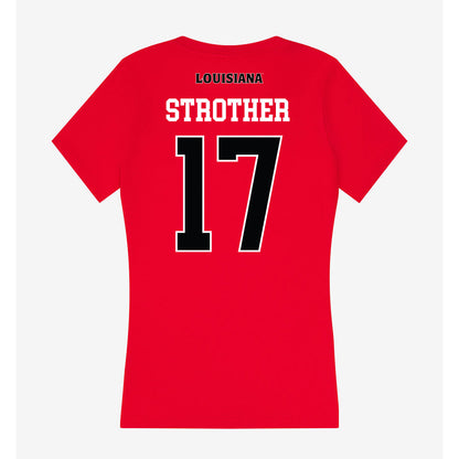 Louisiana - NCAA Football : Landon Strother - Women's V-Neck T-Shirt-1