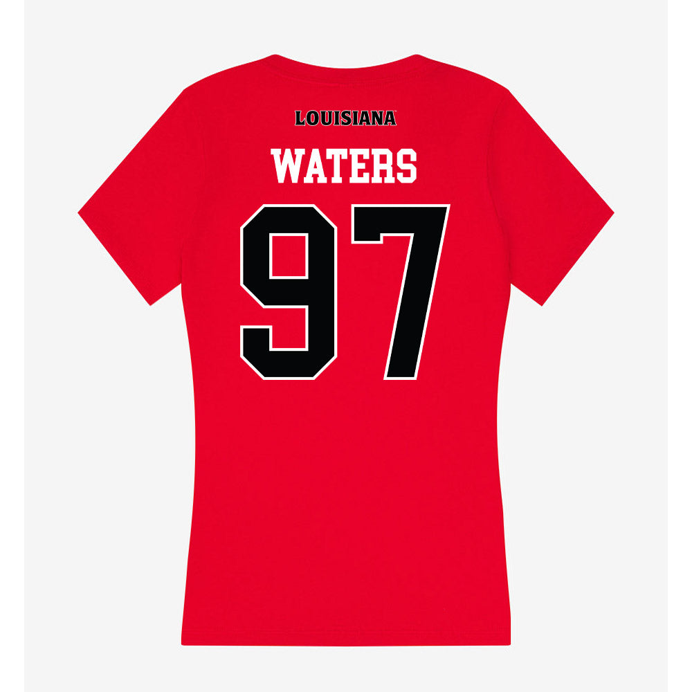Louisiana - NCAA Football : Xavier Waters - Women's V-Neck T-Shirt-1