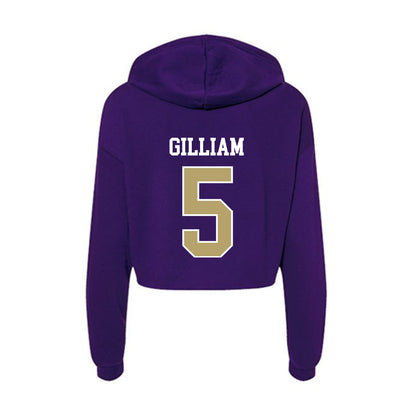 JMU - NCAA Women's Basketball : Demi Gilliam - Women's Crop Fleece Hooded Sweatshirt-1