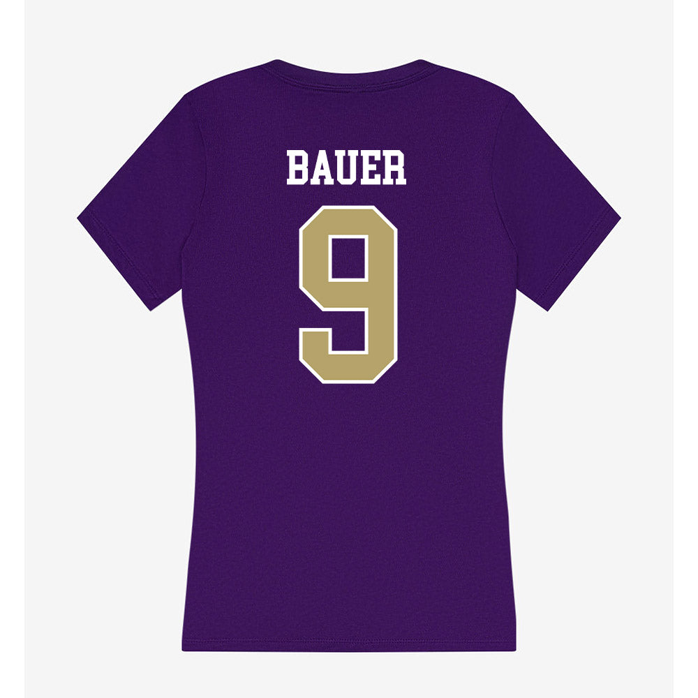JMU - NCAA Baseball : Landon Bauer - Women's V-Neck T-Shirt-1