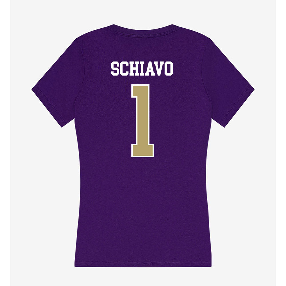 JMU - NCAA Women's Lacrosse : Jolie Schiavo - Women's V-Neck T-Shirt-1