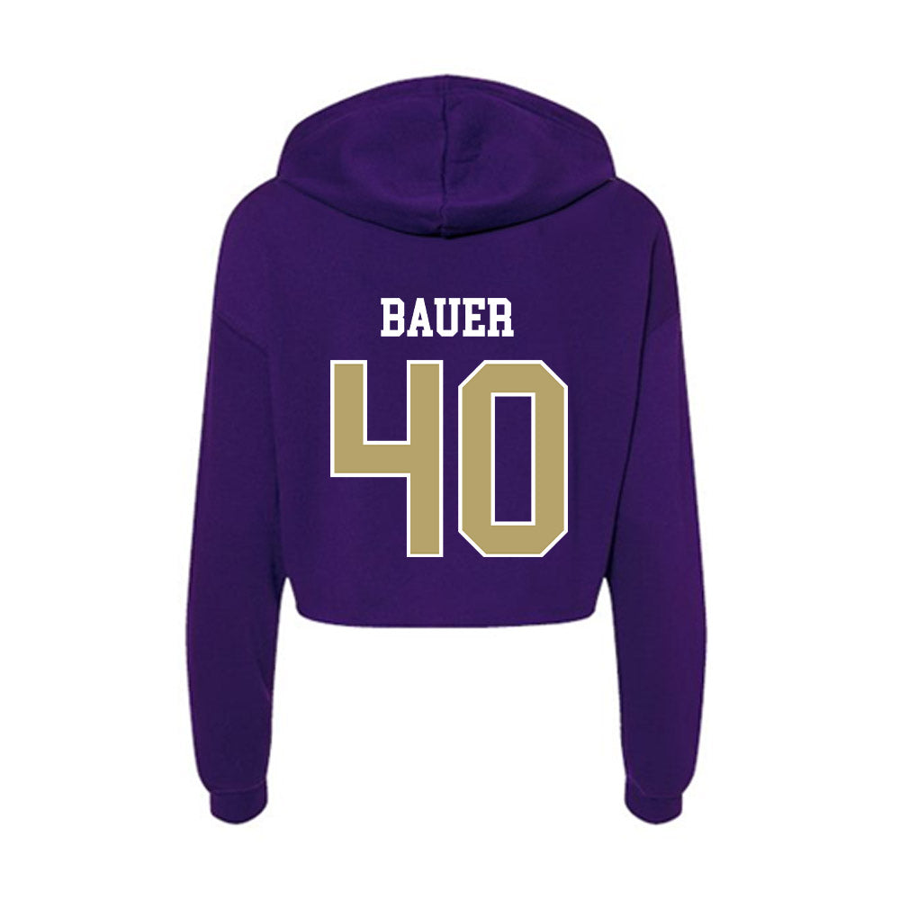 JMU - NCAA Baseball : Patrick Bauer - Women's Crop Fleece Hoodie-1
