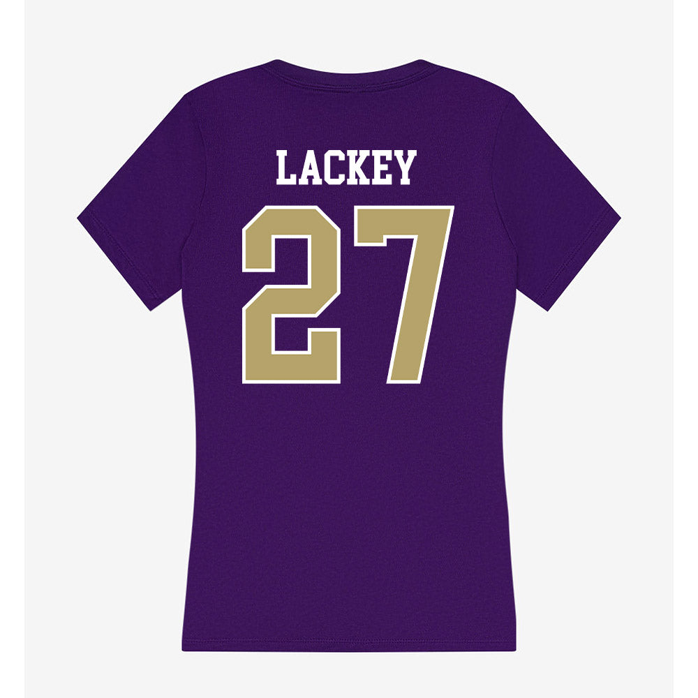 JMU - NCAA Women's Soccer : Ginny Lackey - Women's V-Neck T-Shirt-1