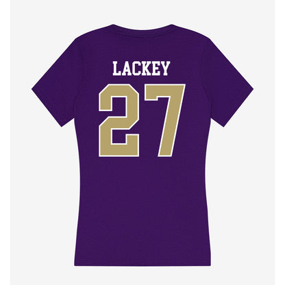 JMU - NCAA Women's Soccer : Ginny Lackey - Women's V-Neck T-Shirt-1