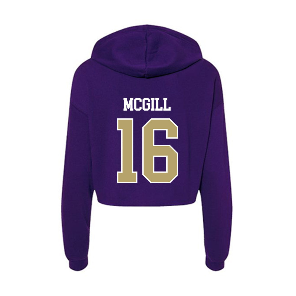 JMU - NCAA Football : TJ McGill - Women's Crop Fleece Hoodie-1