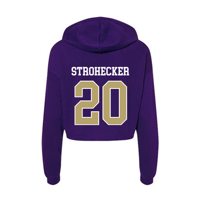 JMU - NCAA Baseball : Jonathan Strohecker - Women's Crop Fleece Hoodie-1