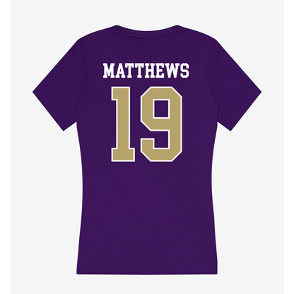 JMU - NCAA Football : Micah Matthews - Women's V-Neck T-Shirt-1
