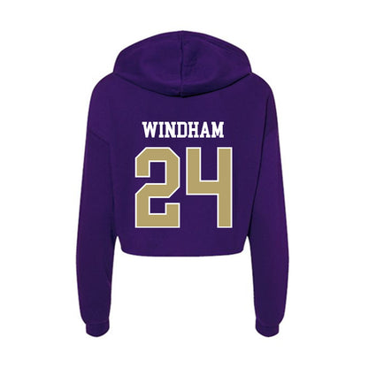 JMU - NCAA Men's Basketball : KJ Windham - Women's Crop Fleece Hoodie-1