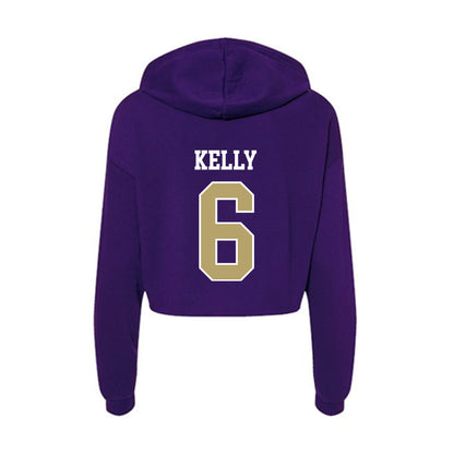 JMU - NCAA Football : DJ Kelly - Women's Crop Fleece Hooded Sweatshirt-1